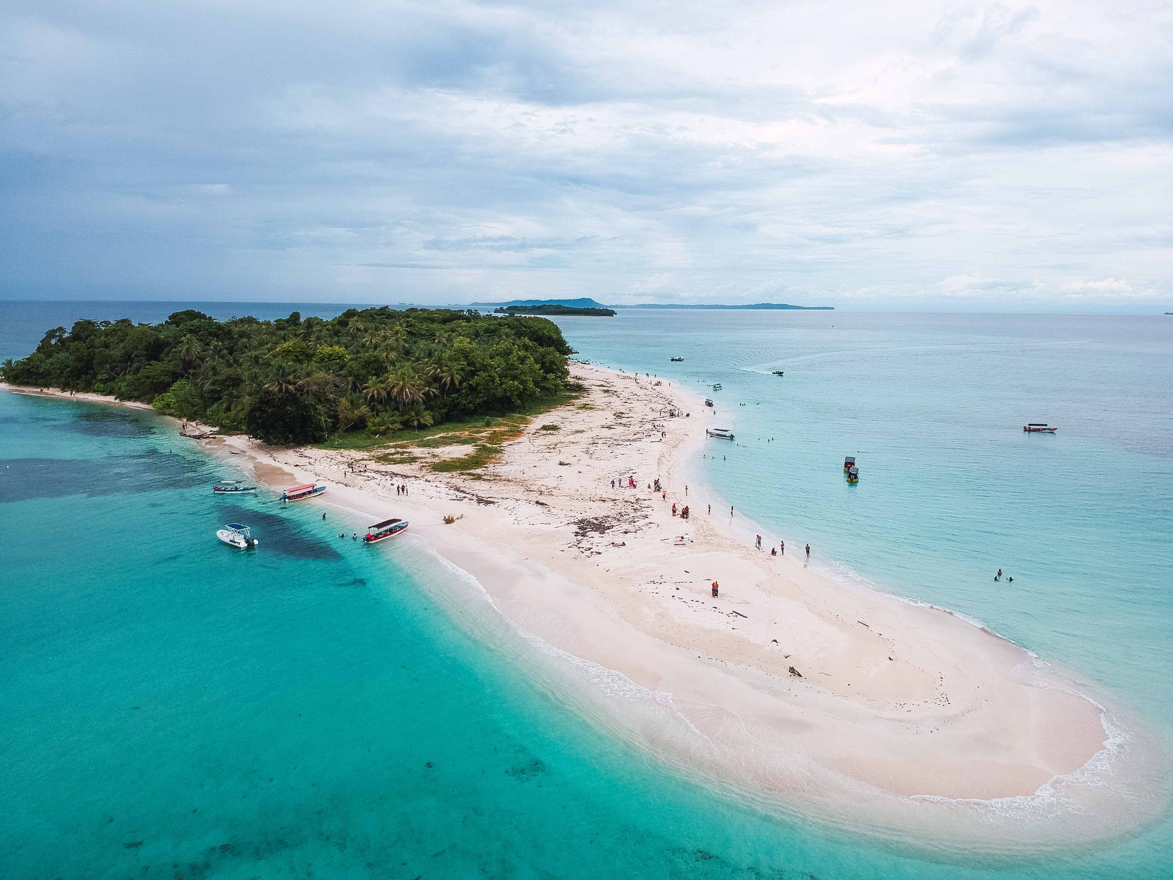 Aerial view of Zanzibar island with turquoise waters